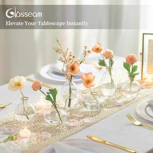 Glasseam Glass Bud Vase for Centerpieces: 12Pcs Clear Mini Small Vases Bulk