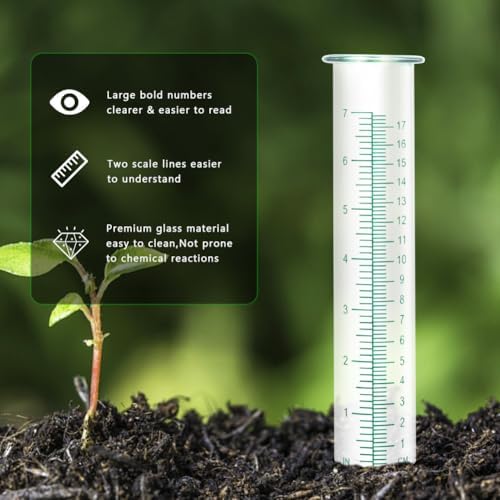7'' Capacity Rain Gauge Replacement Tube Glass, 2 Pcs