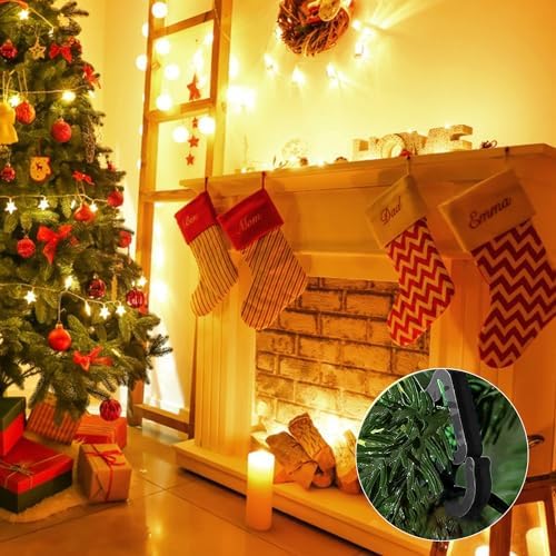 AccEncyc 100 Pcs Outdoor Light Clips Hooks for Gutter Hanging Outdoor Lights Christmas Village Accessories (Black)
