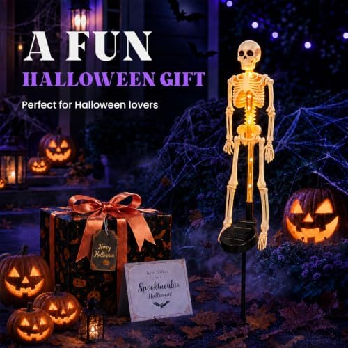 Solar Skeleton Yard Stake Halloween Decorations Garden Light，C-1PC