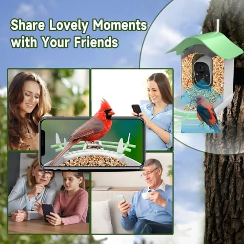 Bird Feeder with Camera Solar,2K HD Live Video Outdoors,Smart AI Identify