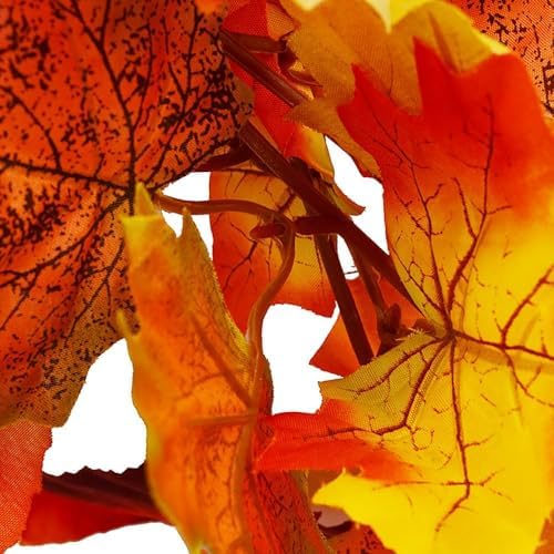 Fall Garland Maple Leaf Garland, 2pcs 6 Ft/Piece, Artificial Maple Leaves Hanging Vine, Thanksgiving Christmas Decor (2)