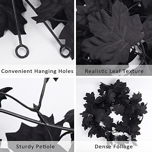 RECUTMS 2 Pcs Fall Maple Leaf Garland Hanging Black Decor Fall Leaves Vines