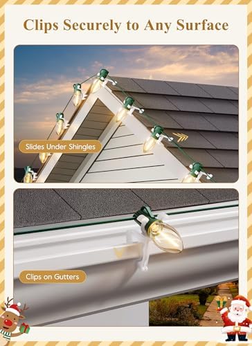 Brightown Christmas Light Clips, 400 Pack Universal C7 C9 Shingle Clips
