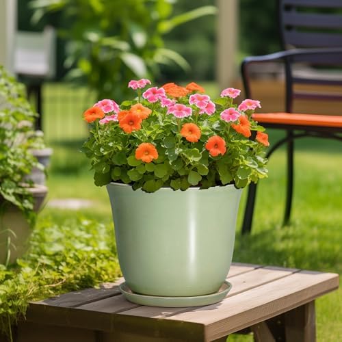 Ceramic Planter, 12 Inch Plant Pot for Indoor Plants, Green