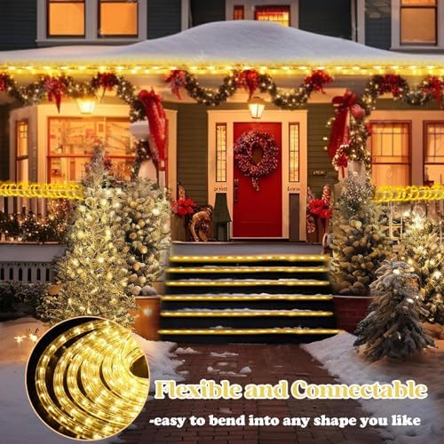 Vigdur LED Rope Lights Outdoor, 30FT 360 LEDs Warm White Rope Lights