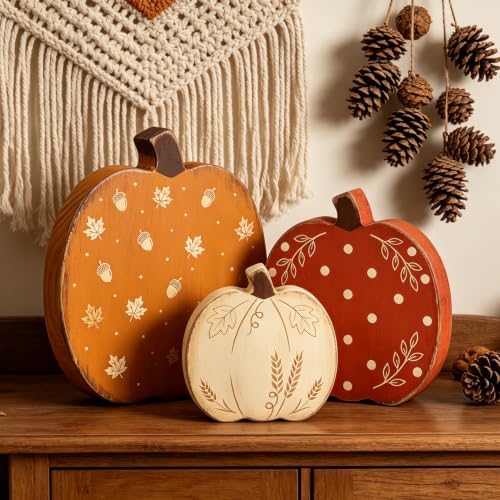 Wooden Pumpkin Fall Decor, Fall Decorations for Home