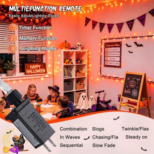 JMEXSUSS 200 LED Orange Halloween Lights Outdoor Indoor Fall Lights Plug in