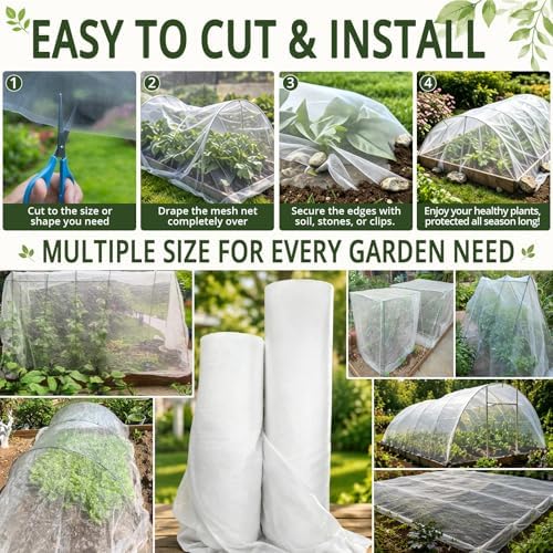 6.5Ft x 50FT Garden Netting, Fine Mesh Insect Netting for Plant Protection