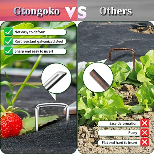 Gtongoko 120 Pack Landscape Staples 6 Inch, Galvanized Garden Stakes