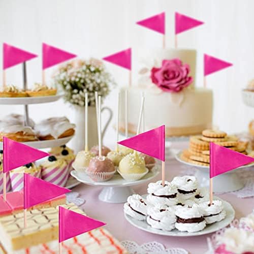 stidsds Solid Purple Cupcake Toppers Flags Mini Small Plain Purple Triangle Toothpick Stick Flag Blank DIY Color Decoration(100 pcs)