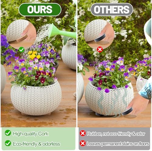 60Pcs 2" Dia Invisible Non-Slip Cork Pot Feet for Outdoor Planters Drainage