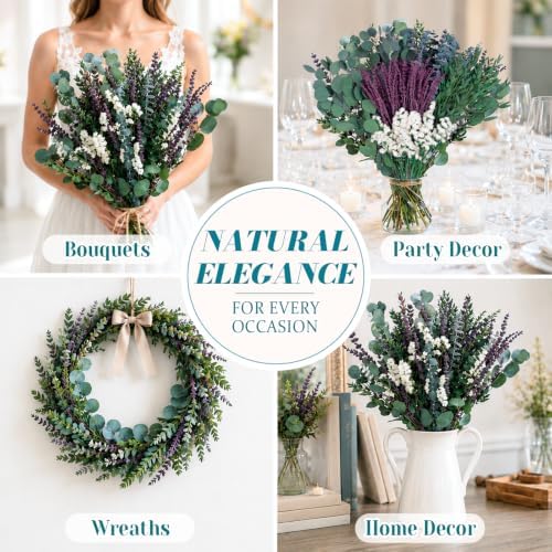 85 Pcs Mixed Eucalyptus & Lavender Bundle, 17" Dried Preserved Stems