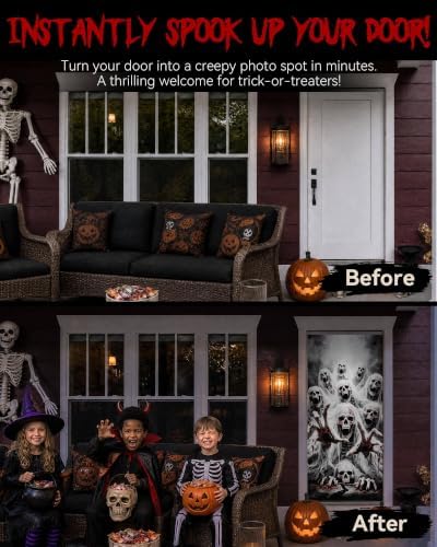 Halloween Door Cover Decor, Outdoor Party Wall Backdrop Sign