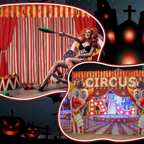 HunnmingRe 4 Pcs Halloween Carnival Tent Creepy Circus Theme Party Decor