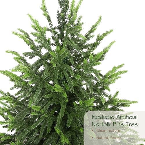 3ft UV Resistant Norfolk Pine Christmas Tree with Soft Real Touch Leaves, 36in Lifelike Faux Norfolk Pine Tree, Artificial Topiary Pine Tree for Patio Porch Christmas Decor