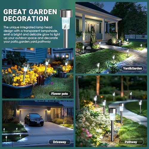 GIGALUMI Outdoor Waterproof Solar Garden Lights, 12 Pack Cold White