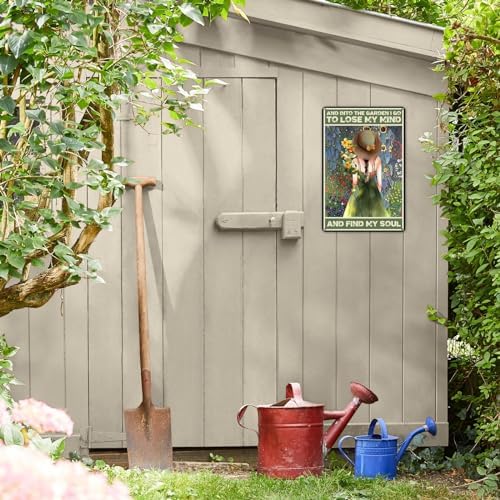 Funny and Into The Garden I Go Metal Sign: Women's Garden Gift for Yard, Backyard, Patio & Porch Decor, 12" x 8", (256)