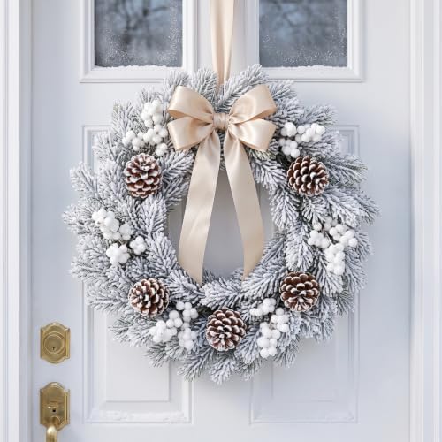 Hananona Artificial Pine Branches Frosted Christmas Picks 50 Pcs White