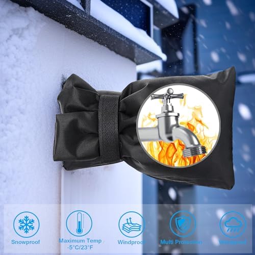 Outdoor Faucet Covers for Winter, Actgan 9.8"H x 7"W Thickened Outside Garden Faucet Socks for Freeze Protection, Reusable Insulated Faucet Covers, 2 Pack, Black