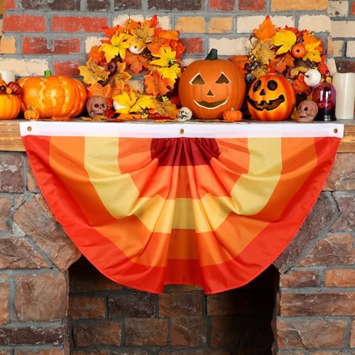 Newwiee 4 Pcs Thanksgiving Fall Bunting for Outside, Red, 3 x 1.5 ft