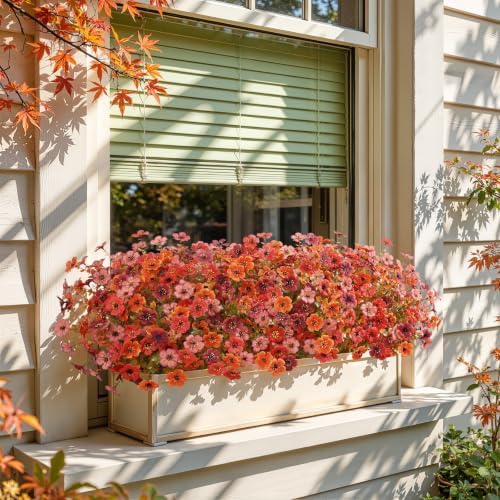 Alupssuc 48 Bundles Artificial Fall Flowers, UV Resistant Faux Mums Porch