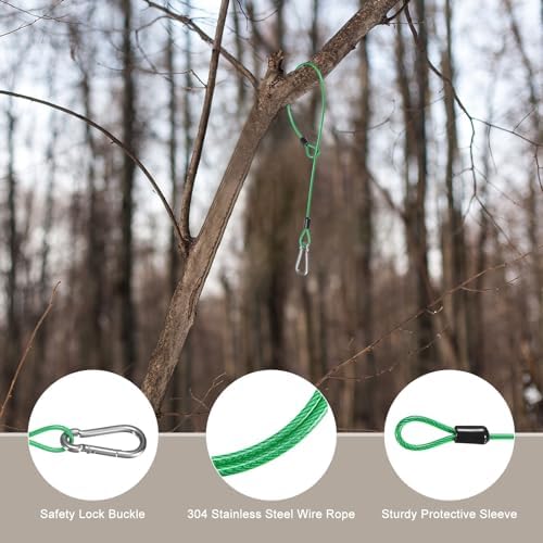 M METERXITY 2-Pack Bird Feeder Hanger with Snap Clip 200cm/79in, Green