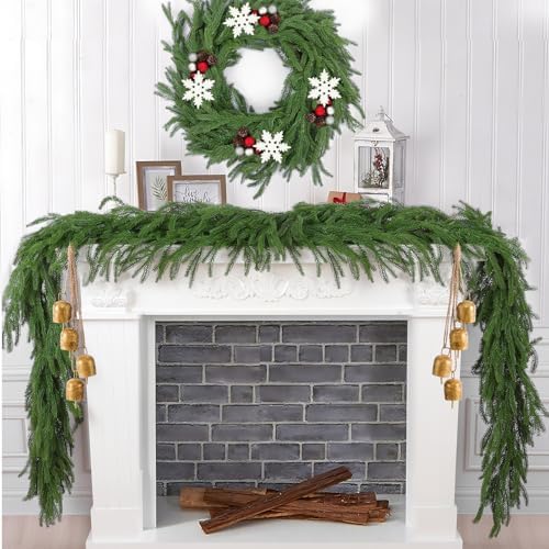 Hananona 2Pcs 6FT Christmas Garlands, Real Touch Norfolk Pine Garland