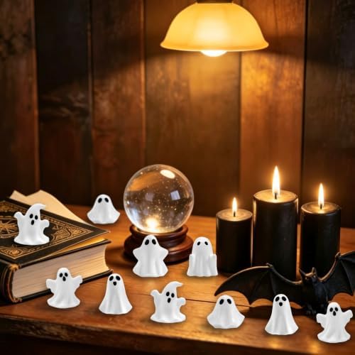 48 Pcs Halloween Mini Resin Ghost Figures White Miniature Figurines