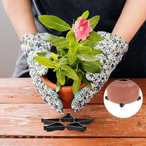 Hariendny 12 PCS Pot Feet for Outdoor Planters, Plant Pot Feet, Invisible Flower Pot Risers Toes, Plant Risers for Pots Outdoor, Prevent Stains and Water Damage(Black)