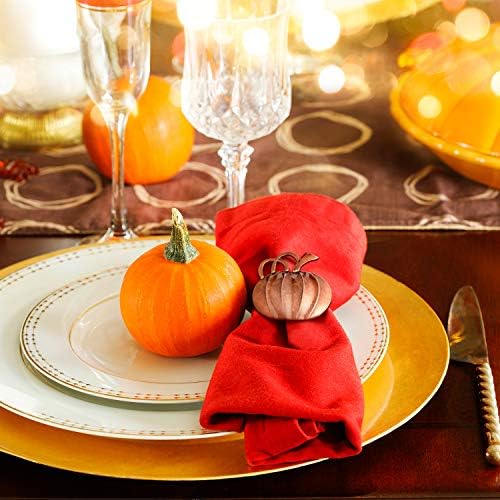 Patelai 12 Pieces Fall Pumpkin Napkin Rings Thanksgiving,Bronze