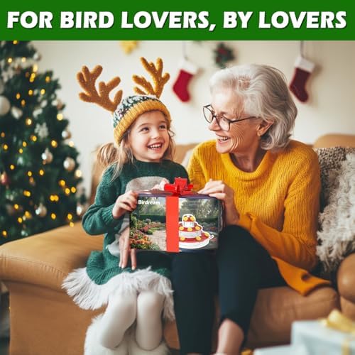 Birdream Window Hummingbird Feeder, Strong Suction Cup Hummingbird Feeder with 9 Feeding Ports & Clean Brush, Attracting Ruby Throated Anna Rufous - Red, 9oz