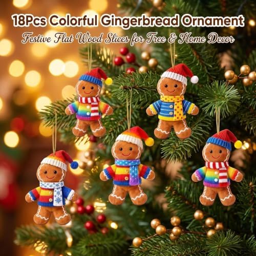 18 Pack Gingerbread Christmas Ornaments