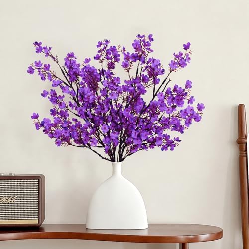 10 Pcs Fake Flowers, Real Touch Babys Breath Artificial Flowers, Purple