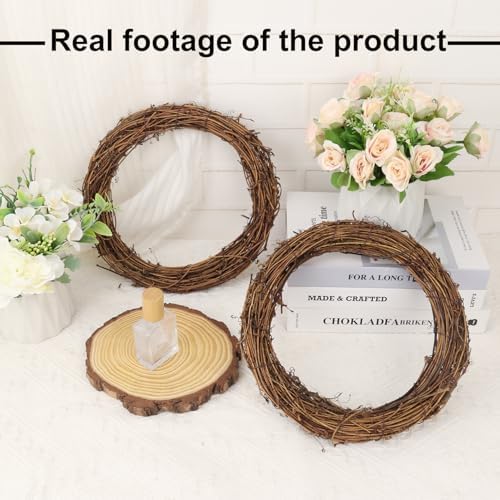 7 PCS 12 Inch Natural Grapevine Wreaths, Round Rattan Wreath Grapevines Wreath Bulk, Grape Vine Wreaths for DIY Crafts, Festival, Christmas, Wedding, Restaurant & Home Decoration
