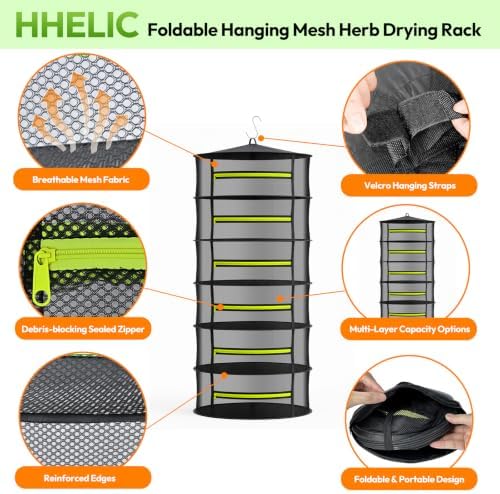 Herb Drying Rack, 6-Layer Hanging Mesh All-Purpose Net