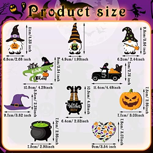 Jetec 30 Pcs Halloween Wooden Ornaments Cute Halloween Tree Decorations