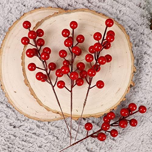 winemana 24 Pack Red Berry Picks Sprigs Christmas Ornaments for Tree