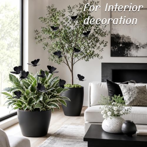 30PCS Black Butterfly Decorations Faux Garden Stakes for Halloween Decor