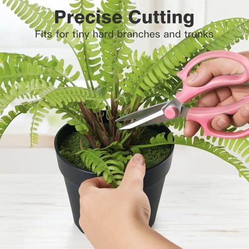 Housolution Flower Scissors, 3PCS Steel Pointed Pruning Shears, Pink