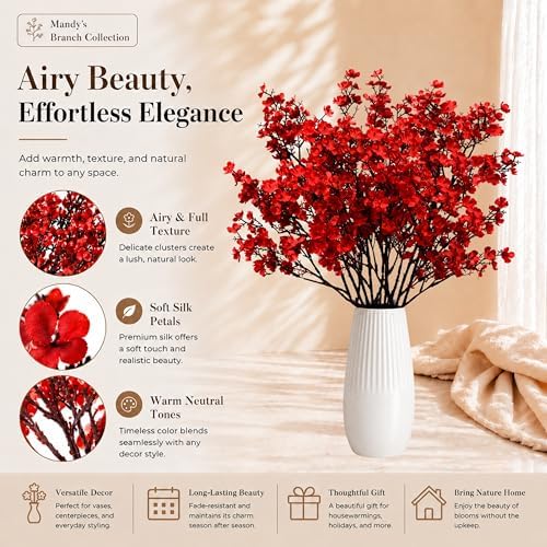 Mandy's 6 Bundles Artificial Red Baby’s Breath Flowers