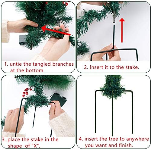 Lulu Home 2 Pack 2 Ft Pre-Lit Pathway Christmas Trees with Stake, Battery Operated 60 LED Lighted Small Christmas Trees Yard Stake Outdoor Decoration with Red Berries, Red Balls, Pine Cones