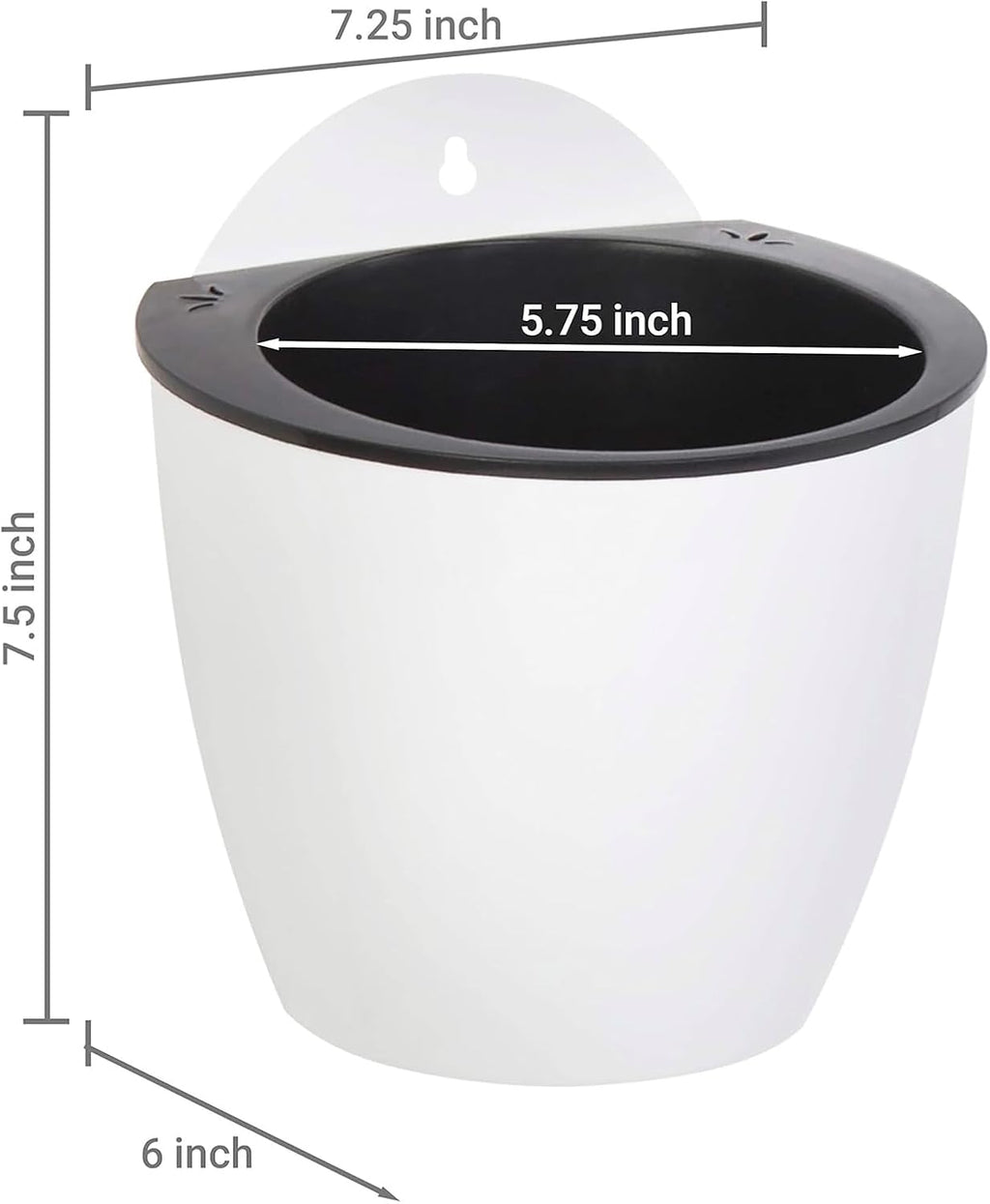 MyGift 7.5 Inch Wall Planters for Indoor Plants, White Plastic Hanging Self Watering Plant Pots, Flower Cactus Herbs