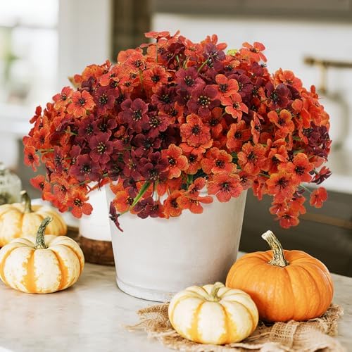 Geegoods Artificial Mum Flowers for Outdoors, 16 Bundles UV Resistant