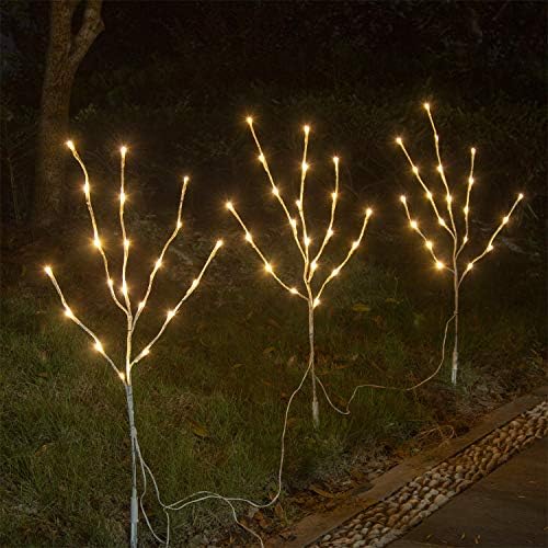 EAMBRITE Pre Lit White Birch Twig Branch Lights 30IN 60LT Plug in Lighted Willow Branch for Home Holiday Party Wedding Spring Decoration Indoor and Outdoor Use (Vase Excluded)
