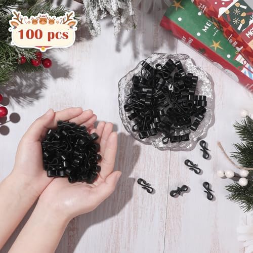 100 Pieces Christmas Light Clips Gutter Clips for Hanging Outdoor Lights Plastic S Clip Hooks Halloween Valentine's Gutter Hang Hooks for Outdoor String Lights Party Decoration