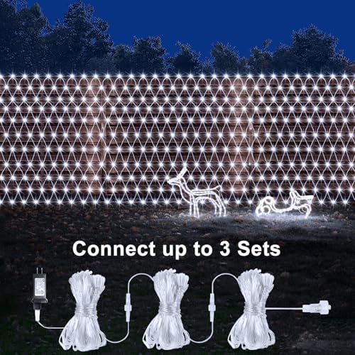 20x6.6ft 600LED Net Lights Outdoor Mesh Lights with Remote Timer 8 Modes