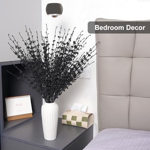 5Pcs 29.5" Black Artificial Jasmine Flowers Stem for Vase DIY Wreath Decor