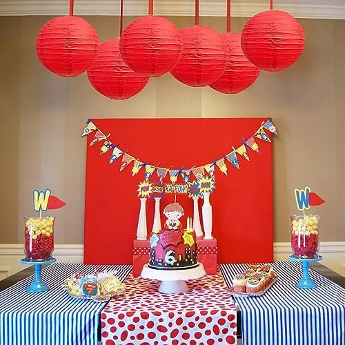 BEISHIDA 8 Inch Red Paper Lanterns 6 Packs Hanging Round Chinese Lantern