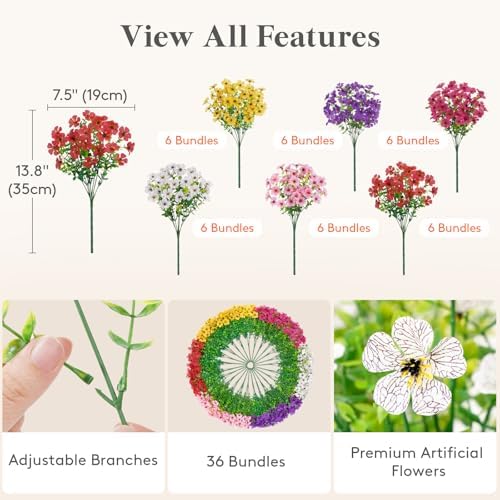 Lifewit Artificial Flowers for Outdoor, Faux Flowers for Garden Decor